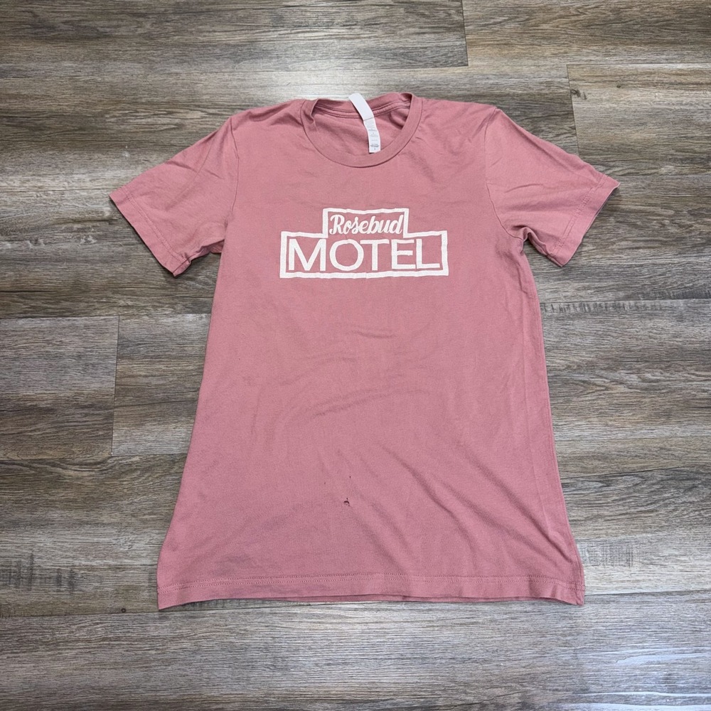 Bella+Canvas Shirt Womens Small Mauve Pink Rosebud Motel Logo Graphic Print